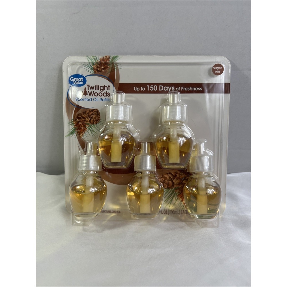 5 pack Great Value Twilight Woods Scented Oil Refills  New Sealed Fall‎ Scent